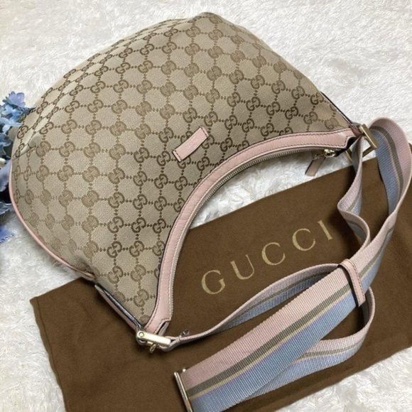 100% Authentic Gucci GG Canvas Beige Pink  Shoulder Bag - Picture 3 of 16